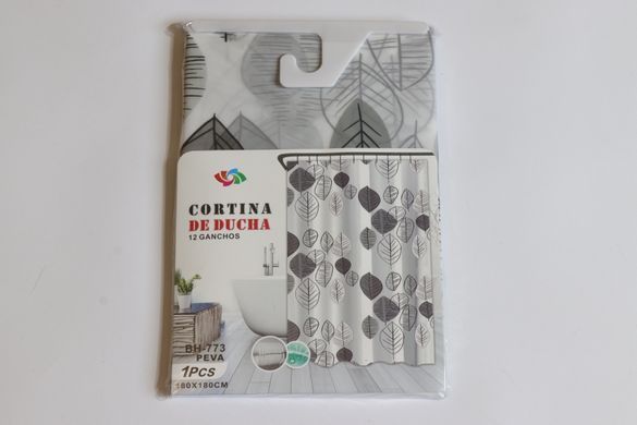 Шторка для ванної силіконова 180x180 см Ефіопія Grey Leaf Cortina 81068