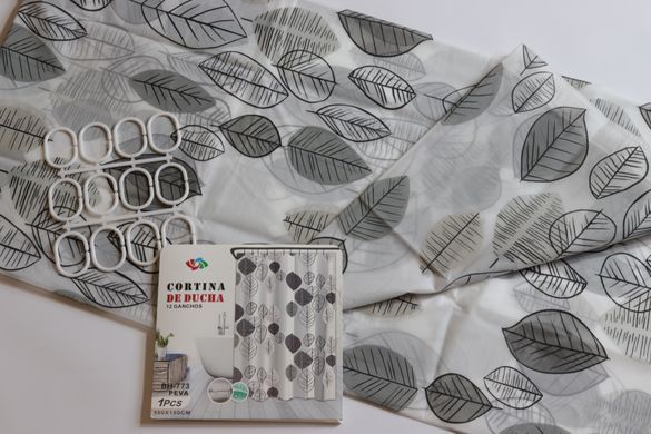 Шторка для ванної силіконова 180x180 см Ефіопія Grey Leaf Cortina 81068