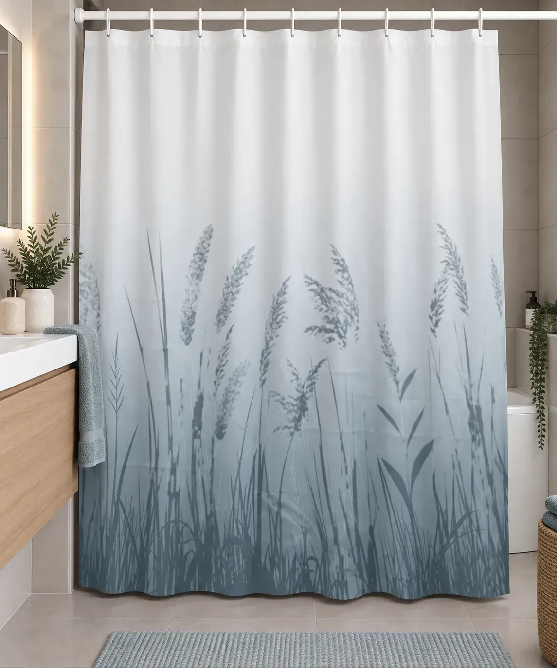 Шторка для ванної і душу полієстер з принтом Solo blue-gray Miranda 180х200 см (Solo blue-gray)