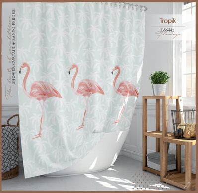 Штора для ванной Тропік Flamingo 180*200 см, Бірюза