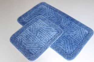 Набор ковриков хлопковых для ванной и туалета 60x100 50x60 см Tropikhome Shaggy Vintage blue, Голубой