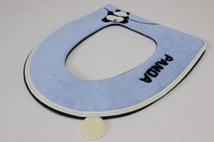 Накладка на ободок унитаза мягкая на молнии Panda 0047/blue