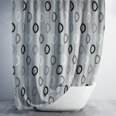 Штора для ванной длинная 180x240 см (висота 240 см)  Rings grey Tropik