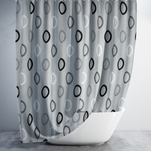 Штора для ванной длинная 180x240 см (висота 240 см)  Rings grey Tropik